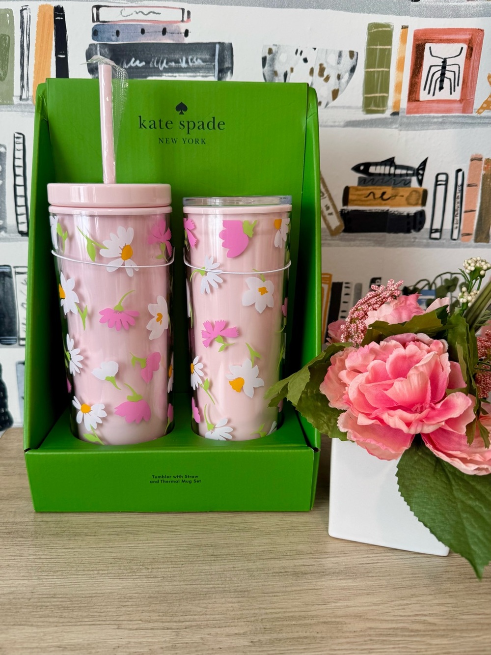 Kate Spade Floral Waltz Tumbler and Mug Set - NEW